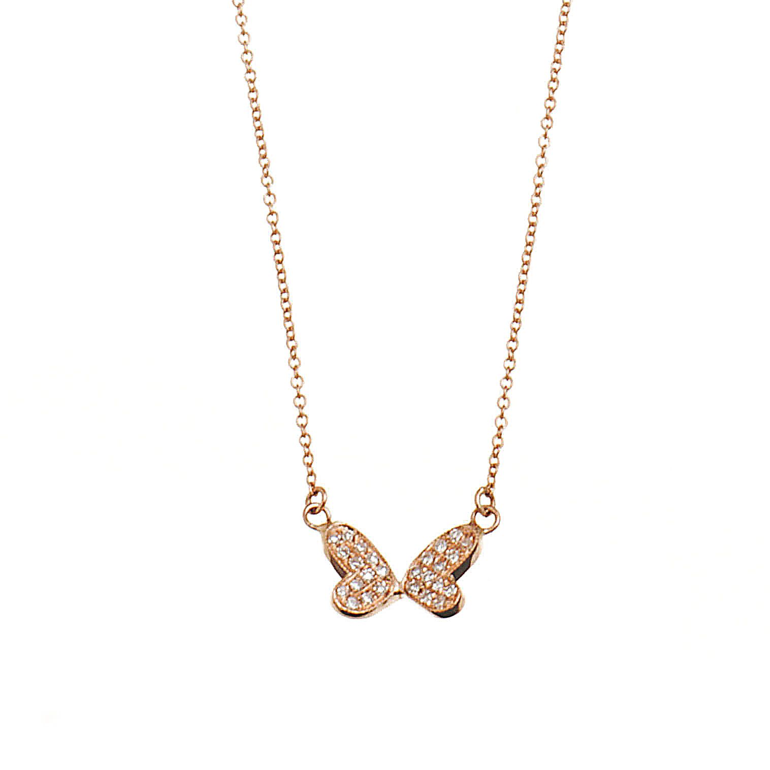 18k Gold And Diamond Butterfly Necklace (n5807 R) Intended For Most Popular Sparkling Butterfly Y  Necklaces (View 9 of 25)