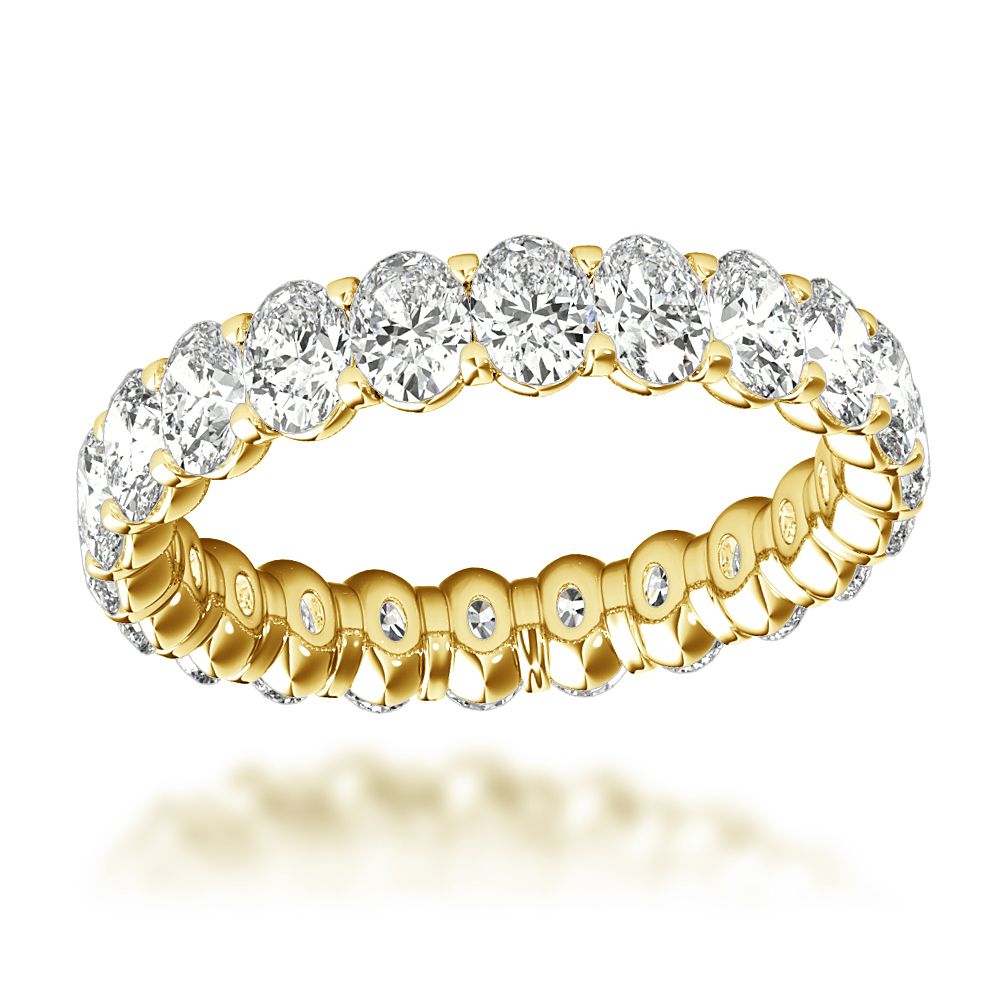 18k Gold Oval Cut Diamond Anniversary Ring Eternity Band For Women 3ct For Most Recent Diamond Anniversary Bands In Gold (View 1 of 25)