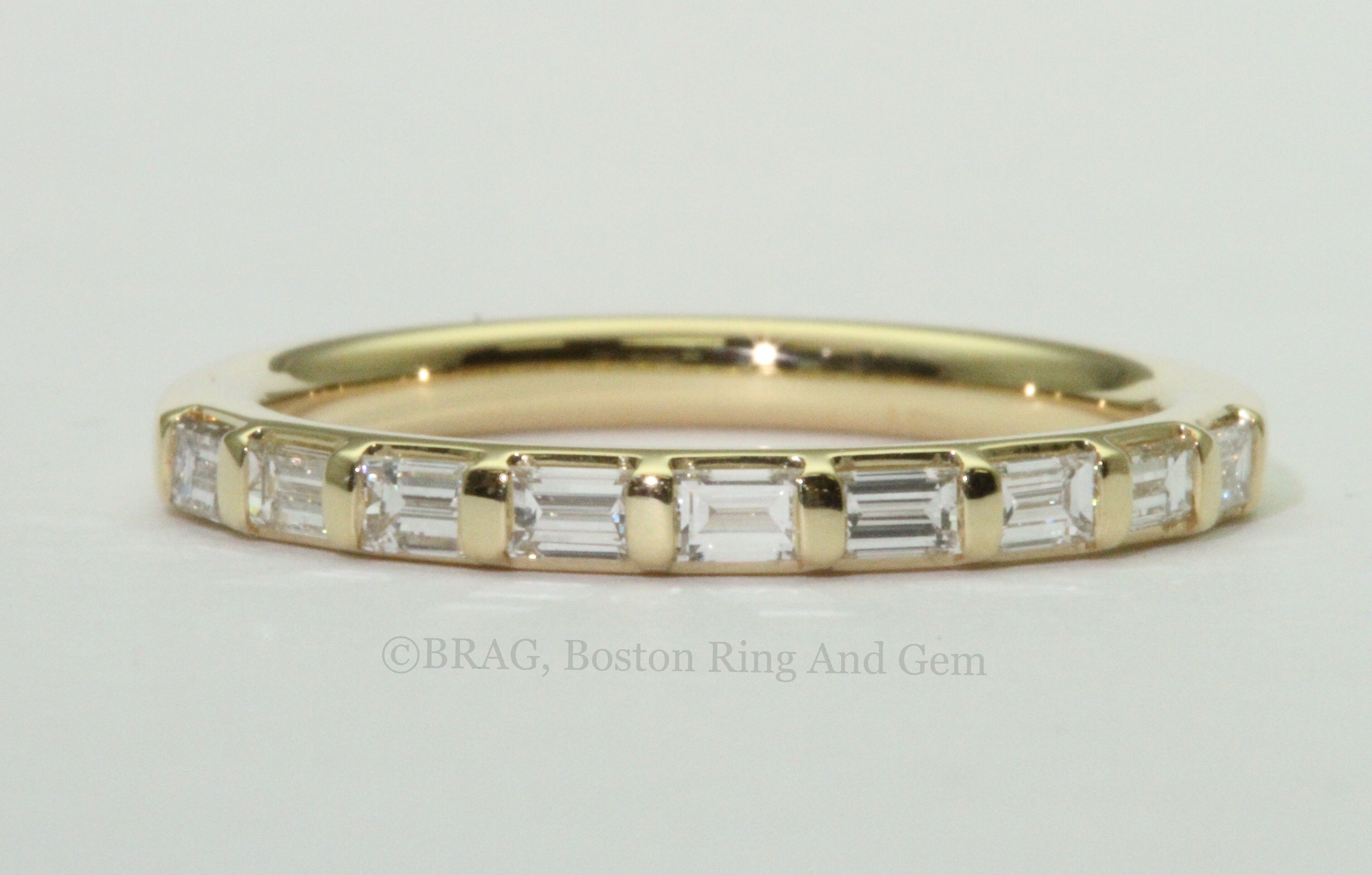 18k Yellow Gold Baguette Cut Diamonds Bar Set Eternity Band In Most Recent Baguette And Round Diamond Alternating Bar Anniversary Bands In White Gold (View 14 of 25)