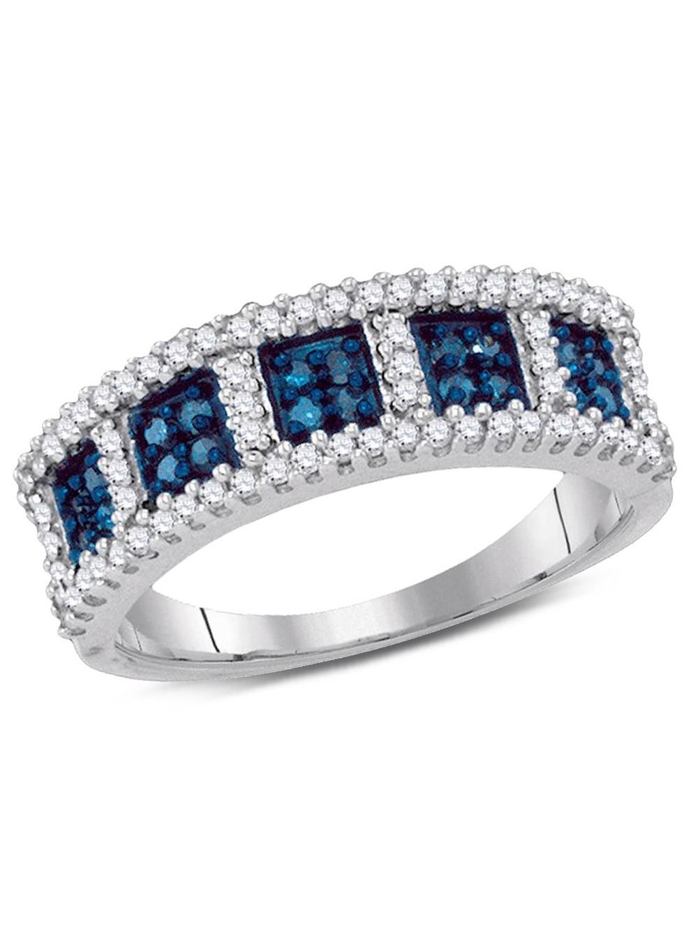 2/5 Carat (ctw I2 I3) Blue And White Diamond Anniversary Cocktail Band Ring  In 10k White Gold With Newest Enhanced Blue And White Diamond Anniversary Bands In White Gold (View 3 of 25)