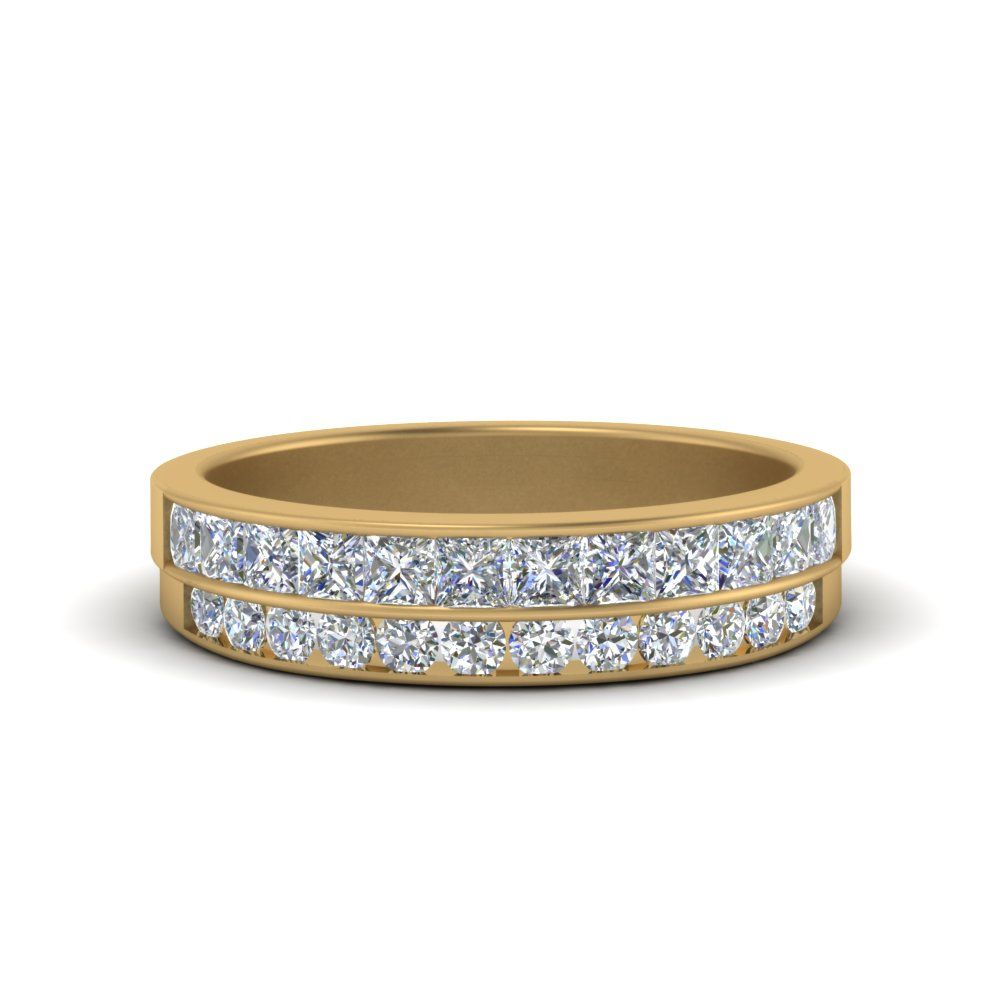 2 Row Diamond Wedding Band Within 2020 Diamond Two Row Anniversary Rings In Gold (View 1 of 25)