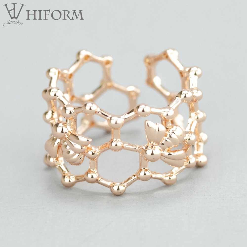 2018 New Silver/ Rose Gold Color Bee And Honeycomb Lace Open Rings For  Women Fashion Jewelry Bijoux Throughout Most Recently Released Honeycomb Lace Rings (View 6 of 25)