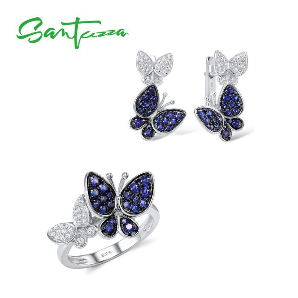 2019 Santuzza Jewelry Set For Women Gorgeous Butterfly Earrings Ring Set  Genuine 100% 925 Sterling Silver Sparkling Jewelry Set Y19051302 From Intended For Recent Sparkling Butterfly Open Rings (View 13 of 25)