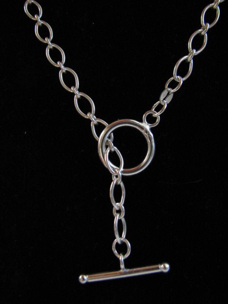 22 Inch Classic Oval Link Sterling Silver Toggle Necklace Throughout Newest Classic Cable Chain Necklaces (View 14 of 25)