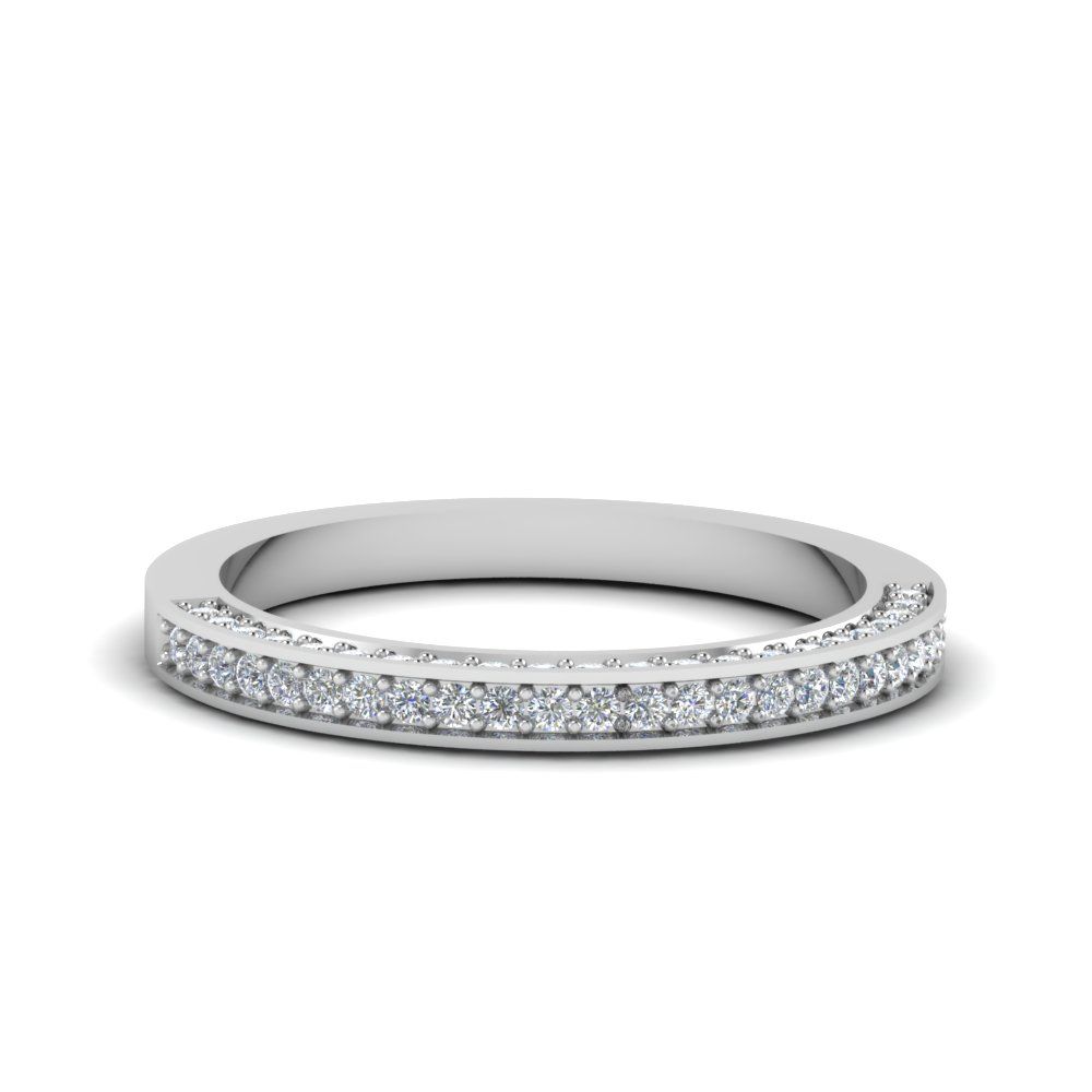 3 Side Pave Set Diamond Band Throughout Latest Diamond Anniversary Bands In Platinum (View 1 of 25)