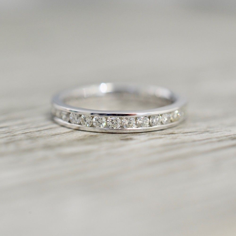 3mm Channel Set Diamond Eternity Band In White Inside Most Current Diamond Eternity Anniversary Vintage Style Bands In White Gold (View 16 of 25)