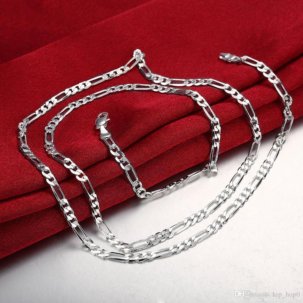 4mm Figaro Chain For Diy Jewelry Jewelry Making Ideas Classic Silver Plated  Chain Necklace Fashion Jewelry Gift 16/18/20/22/24 Inches Throughout 2020 Classic Figaro Chain Necklaces (View 21 of 25)