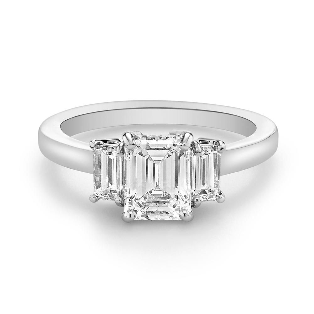 75 Stunning Three Stone Engagement Rings For Every Style Within Recent Baguette And Round Diamond Weaved Anniversary Rings In White Gold (View 14 of 25)