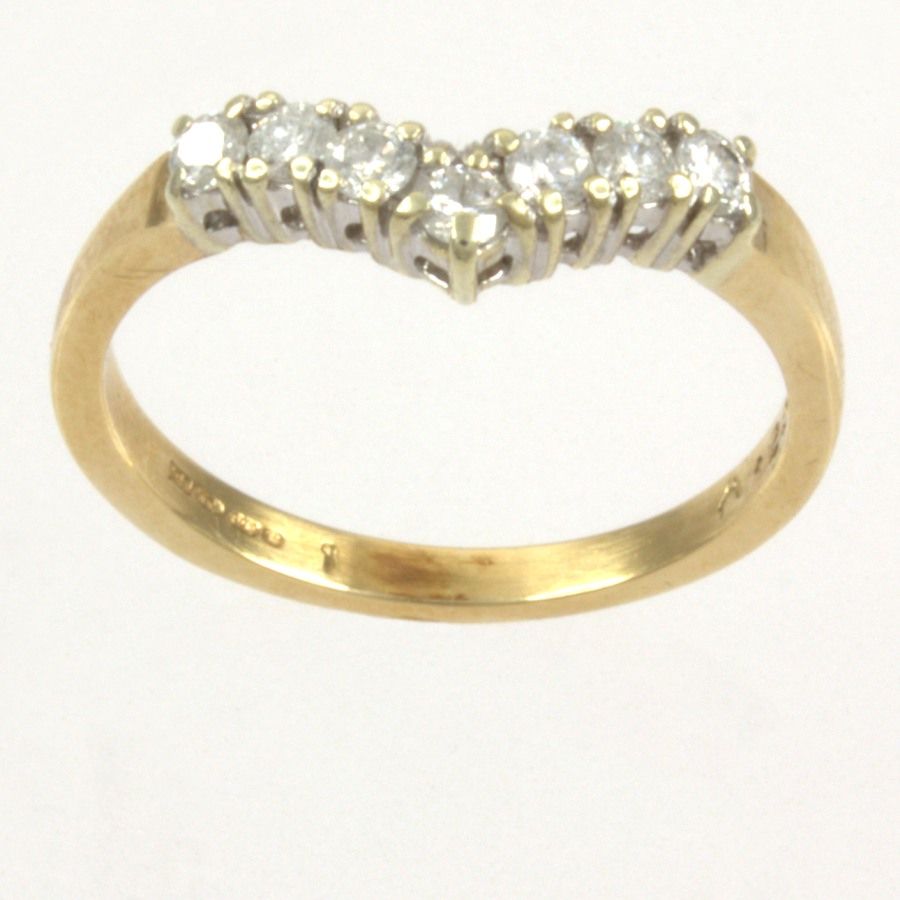 9ct Gold Diamond Wishbone Ring Size J½ Intended For Most Current Sparkling Wishbone Rings (Photo 25 of 25)