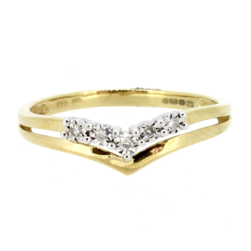 9ct Yellow Gold Diamond Fancy Wishbone Ring In 2017 Polished Wishbone Rings (View 10 of 25)