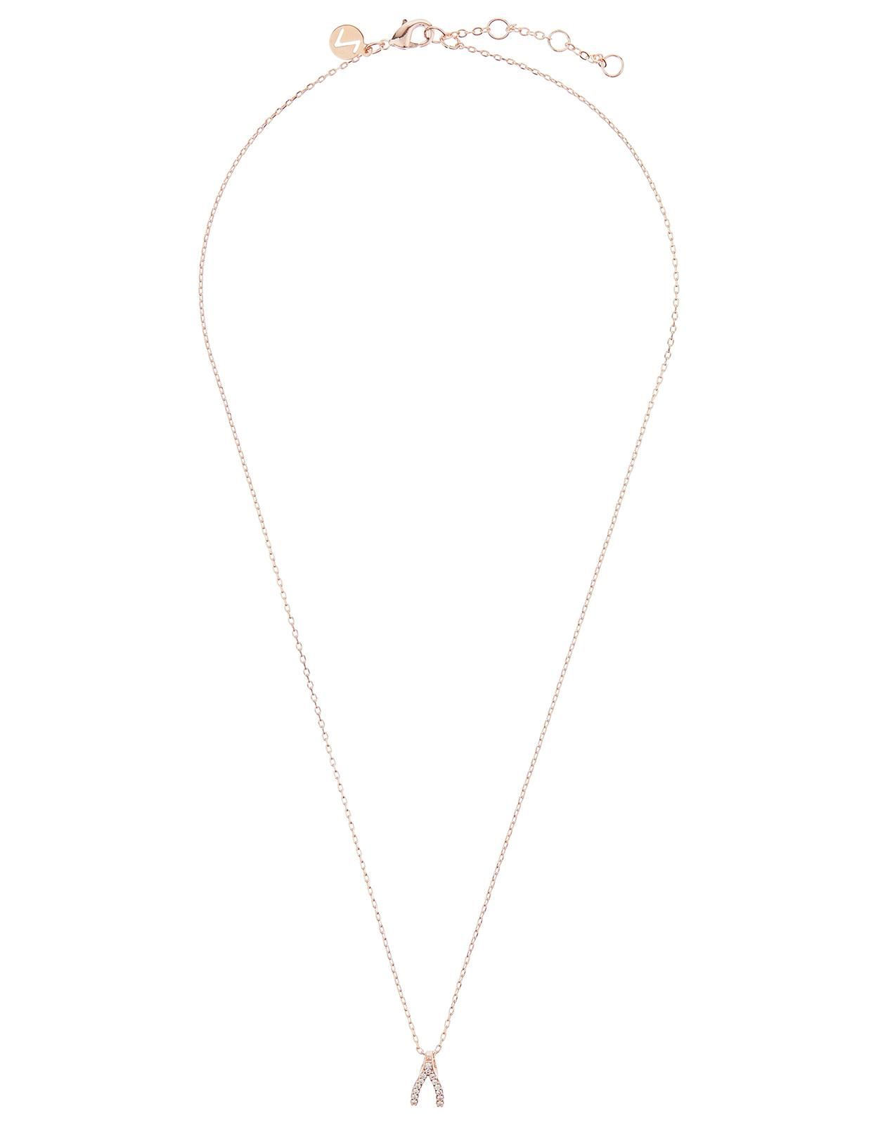 Accessorize Sparkle Wishbone Pendant Necklace In Metallic – Lyst In Most Current Sparkling Wishbone Necklaces (View 5 of 25)