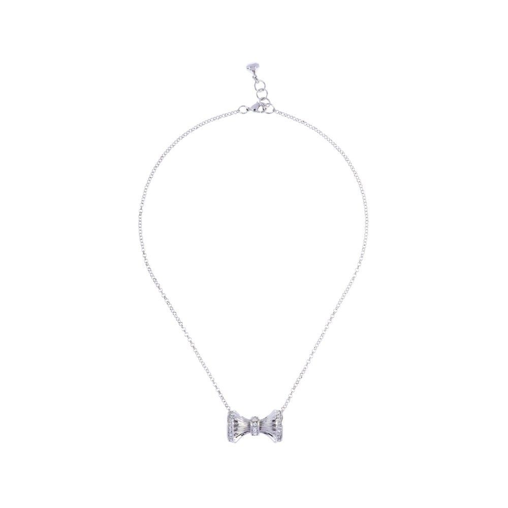 Alanys Plisse Bow Silver Pendant Necklace Intended For Newest Sparkling Bow Necklaces (View 20 of 25)
