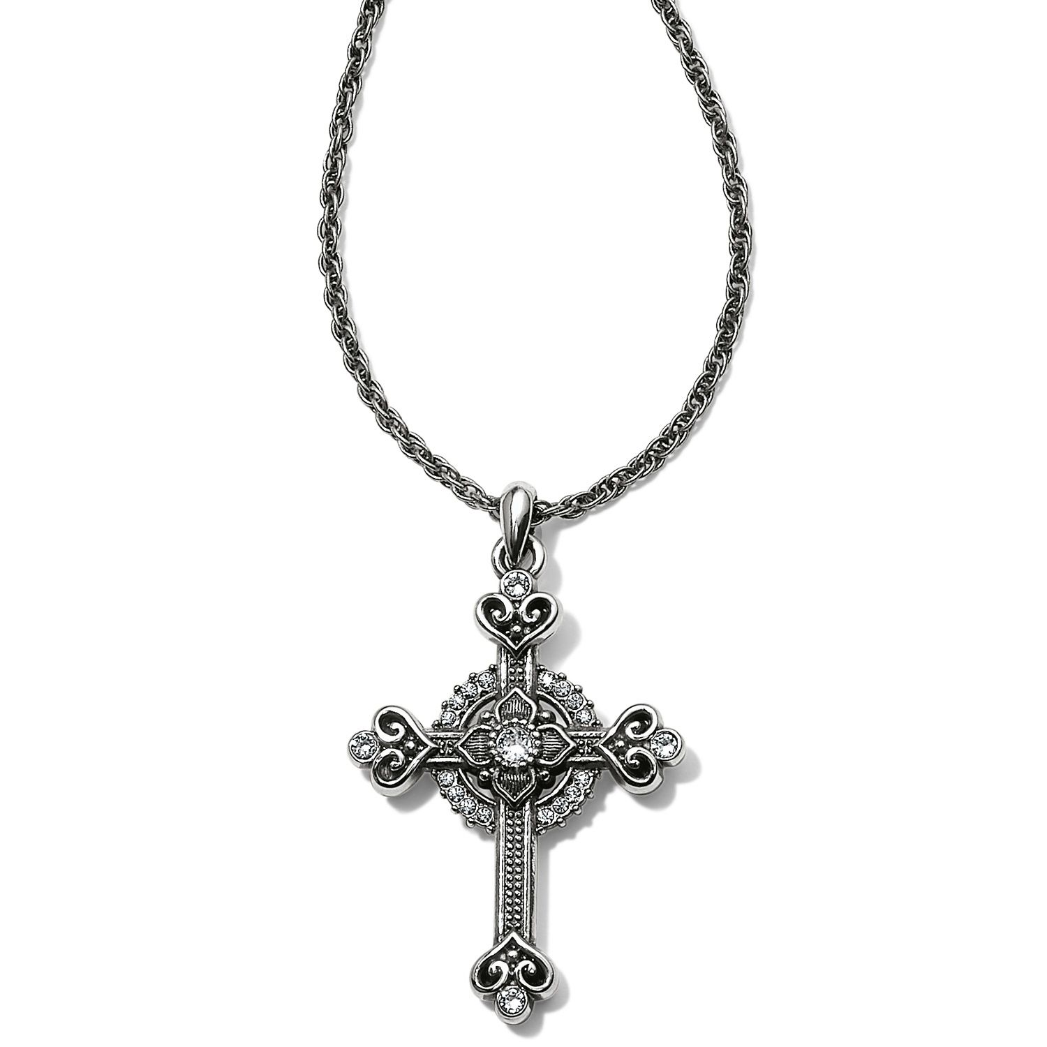 Alcazar Heart Small Cross Necklace Pertaining To Latest Sparkling Infinity Locket Element Necklaces (View 18 of 25)