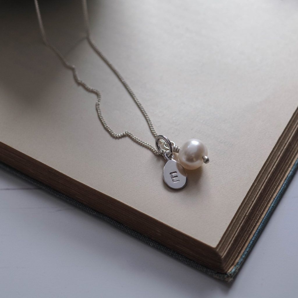 Alphabet Letter Charm And Pearl Necklace In Sterling Silver Inside 2020 Letter A Alphabet Locket Element Necklaces (View 22 of 25)