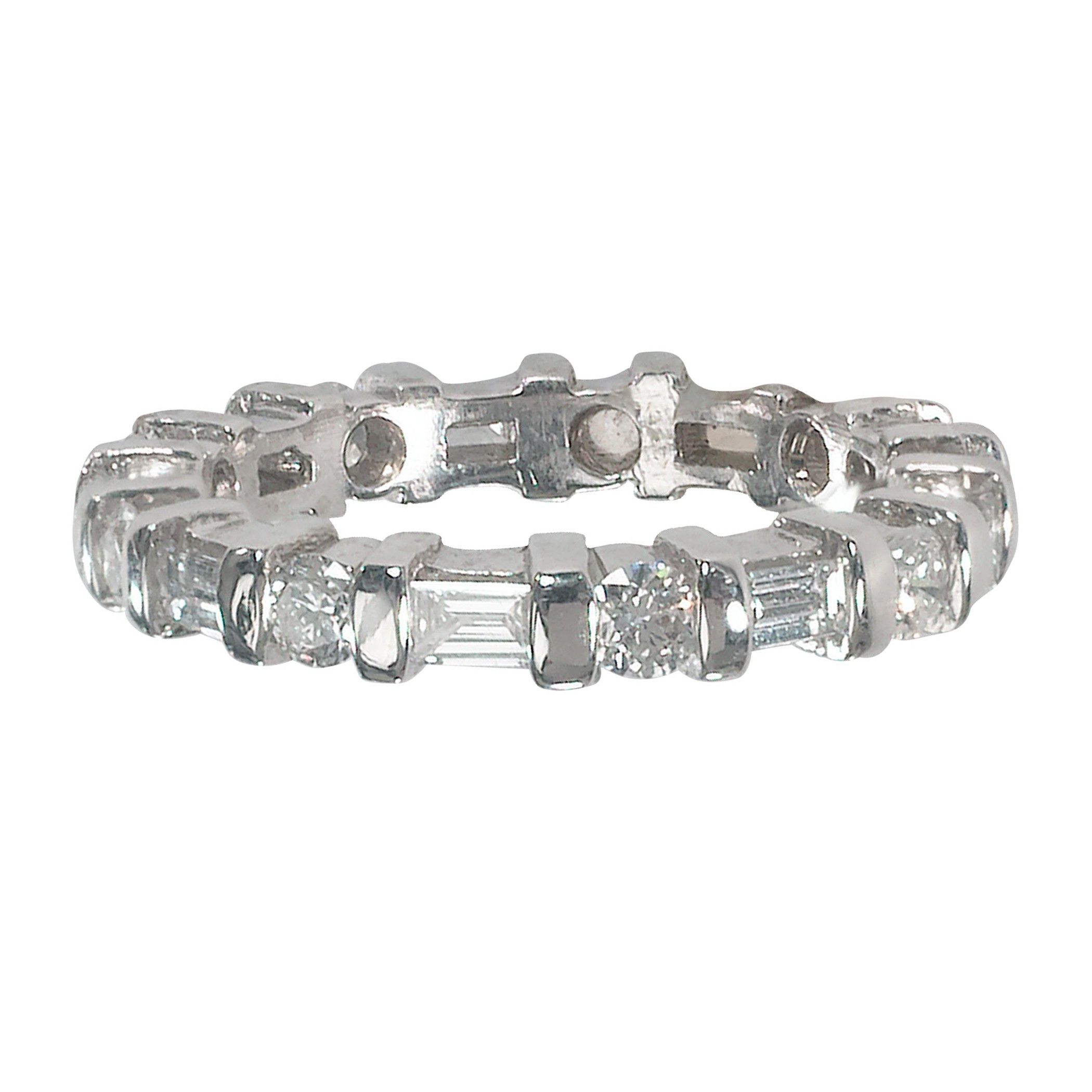Alternating Round & Baguette Diamond Eternity Band Within Most Up To Date Marquise And Round Diamond Alternating Anniversary Bands In Gold (View 15 of 25)