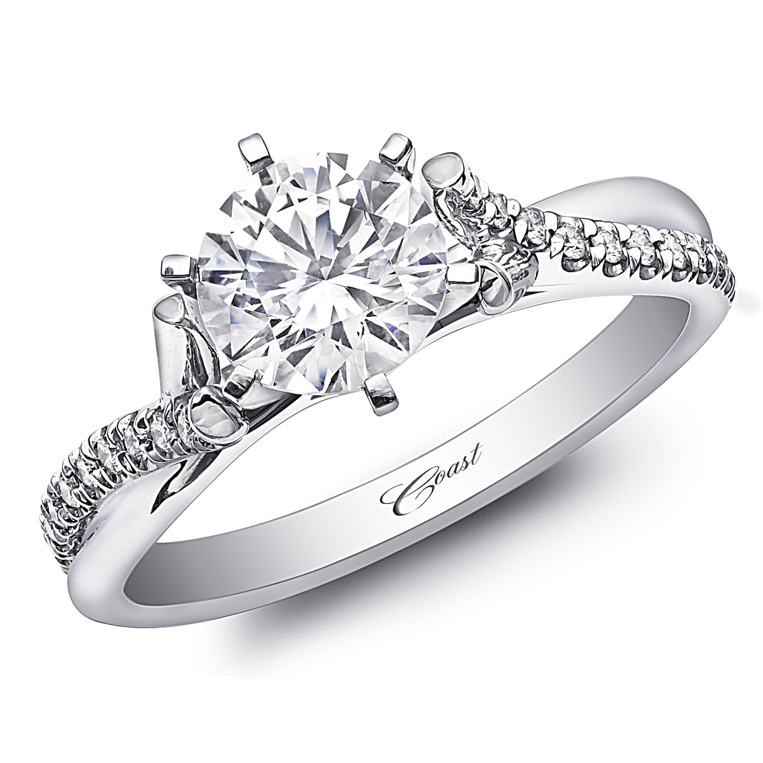 An Elegantly Tailored Engagement Ring Featuring A Twisted Shank With  Diamond Accents. Shown With A 1 Ct Center Stone. Band Sold Separately (View 24 of 25)