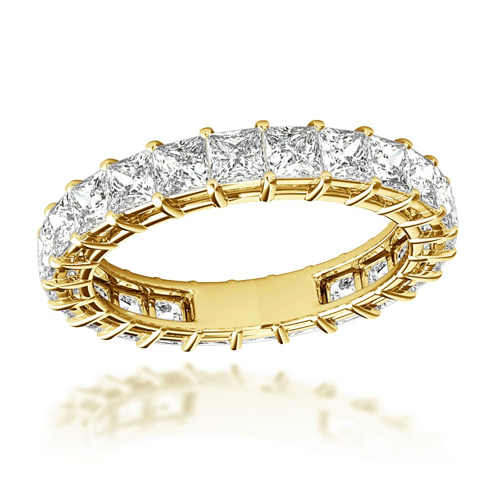 Anniversary Rings 18k Gold Princess Cut Diamond Eternity Band 3ct G/vs Intended For Current Diamond Anniversary Bands In Gold (View 4 of 25)