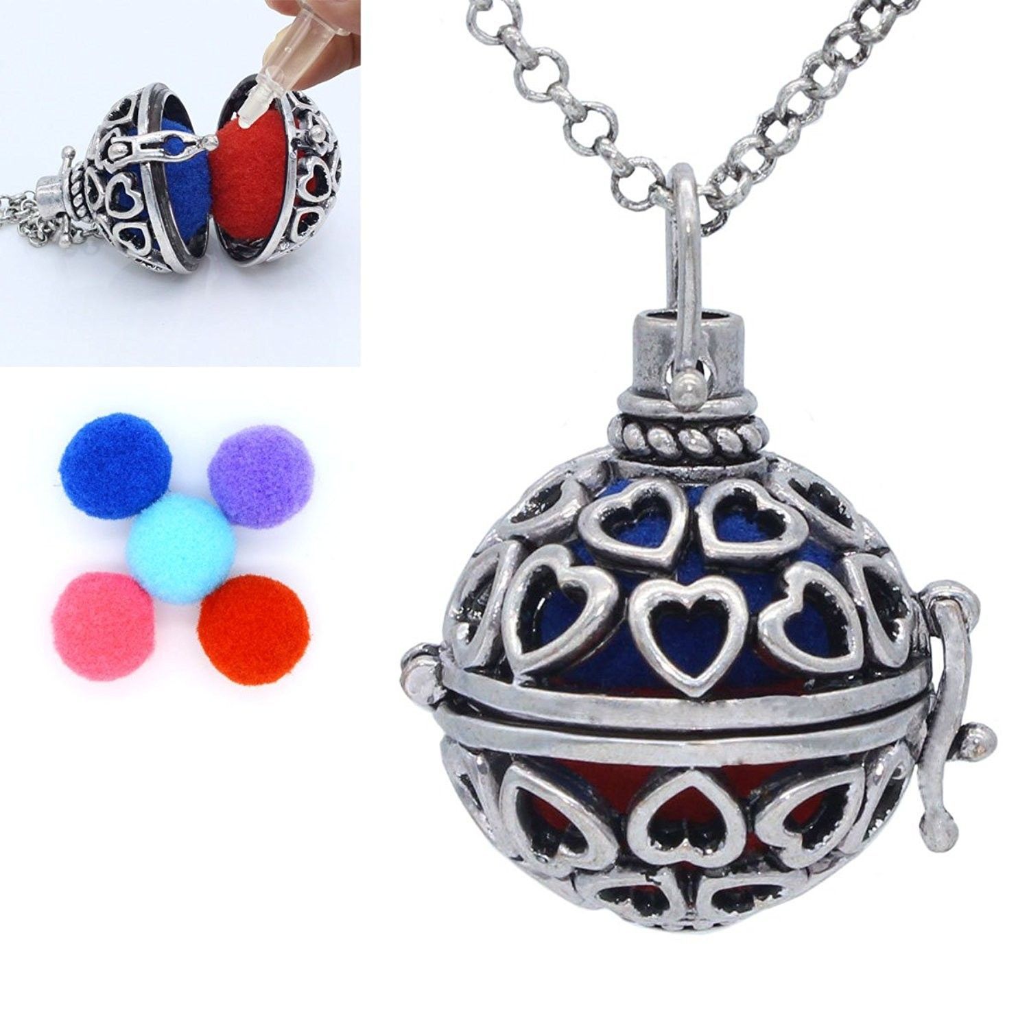 Antique Silver Heart Hollow Locket Essential Oil Diffuser Pendant Regarding Most Recently Released Chiming Filigree Hearts Pendant Necklaces (View 3 of 25)