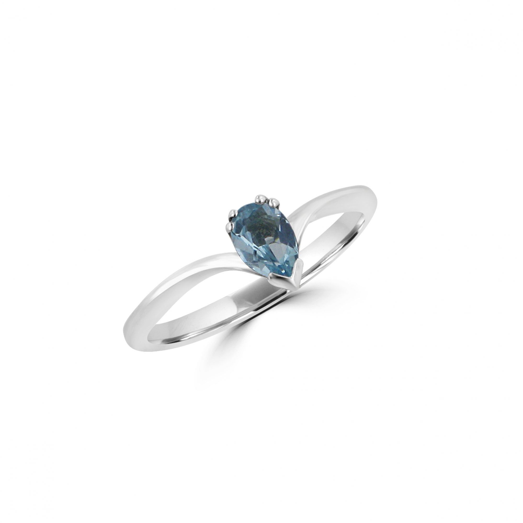 Avanti Sterling Silver Wishbone Ring With Pear Blue Topaz In Most Popular Tiara Wishbone Rings (View 17 of 25)