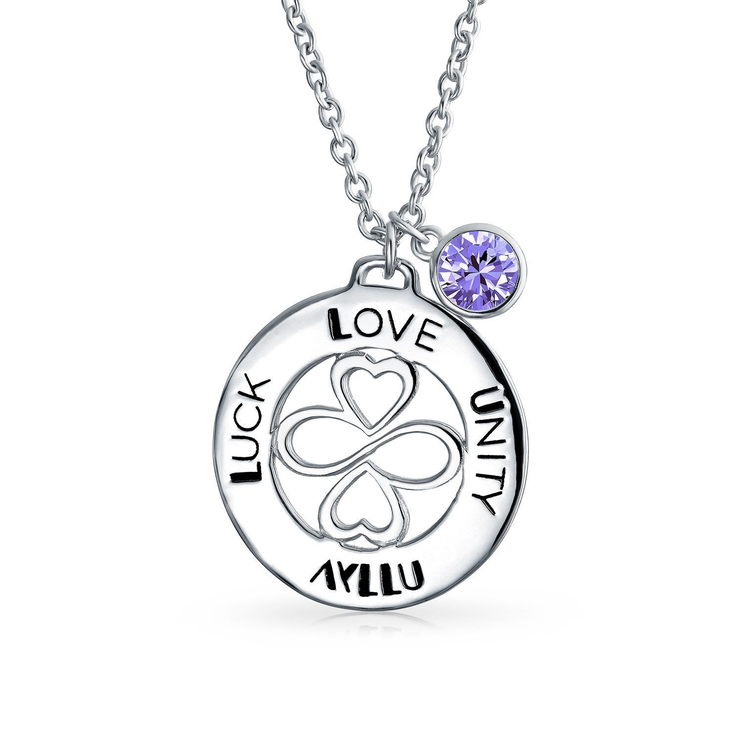 Ayllu Symbol Inspirational Round Disc Bff Pendant Necklace For Women Within Most Up To Date Purple February Birthstone Locket Element Necklaces (View 12 of 25)