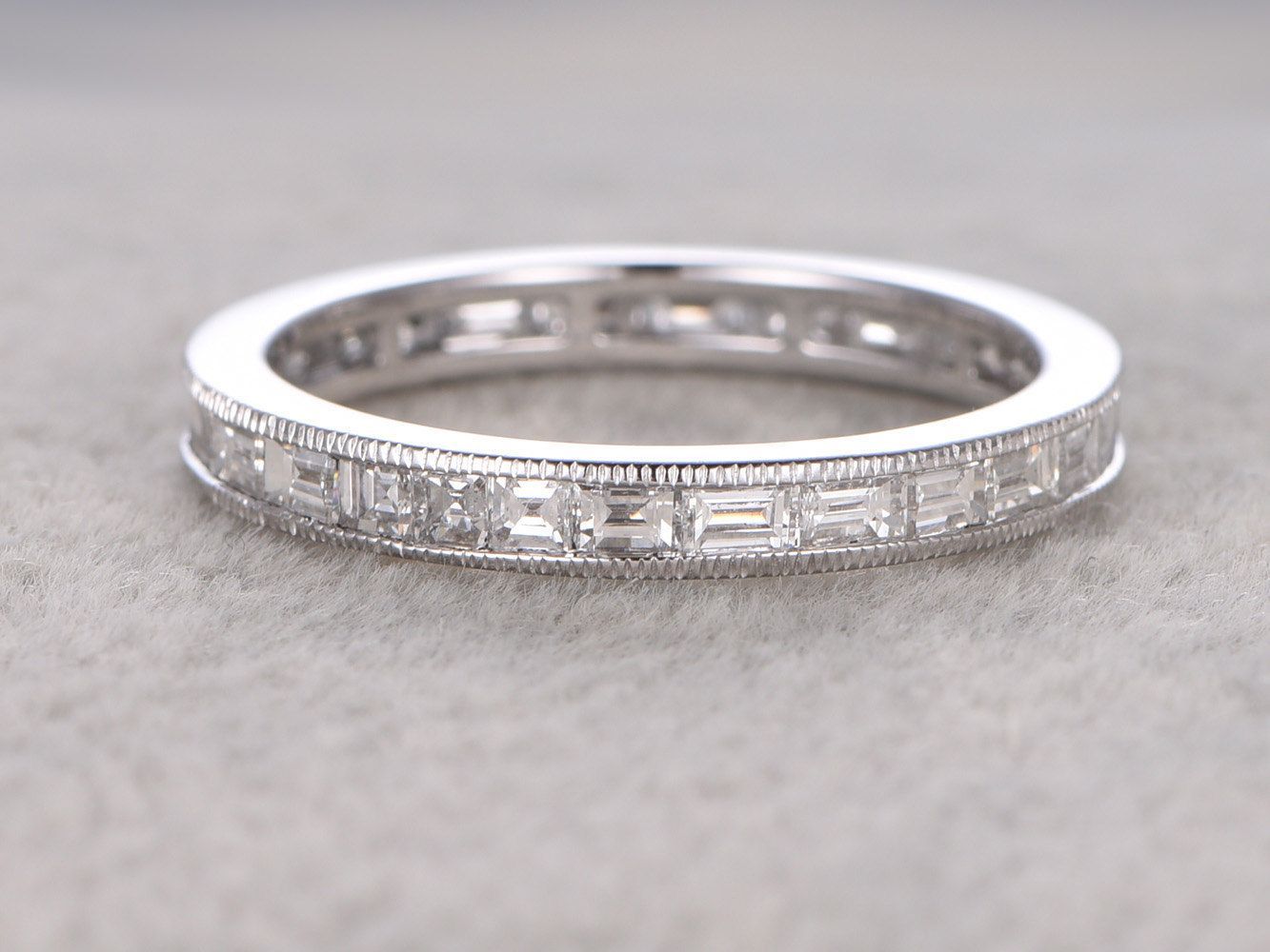 Baguette Diamond Wedding Rings For Her 14k White Gold Full Intended For Most Popular Baguette Diamond Channel Set Anniversary Bands In White Gold (View 8 of 25)