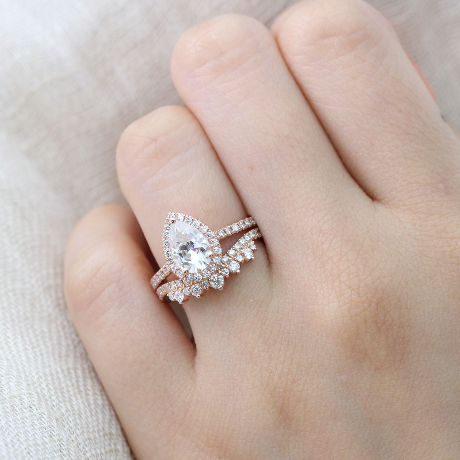 Beautifully Crafted Pear Morganite Engagement Ring In Rose Gold Within Recent Classic Teardrop Halo Rings (View 14 of 25)