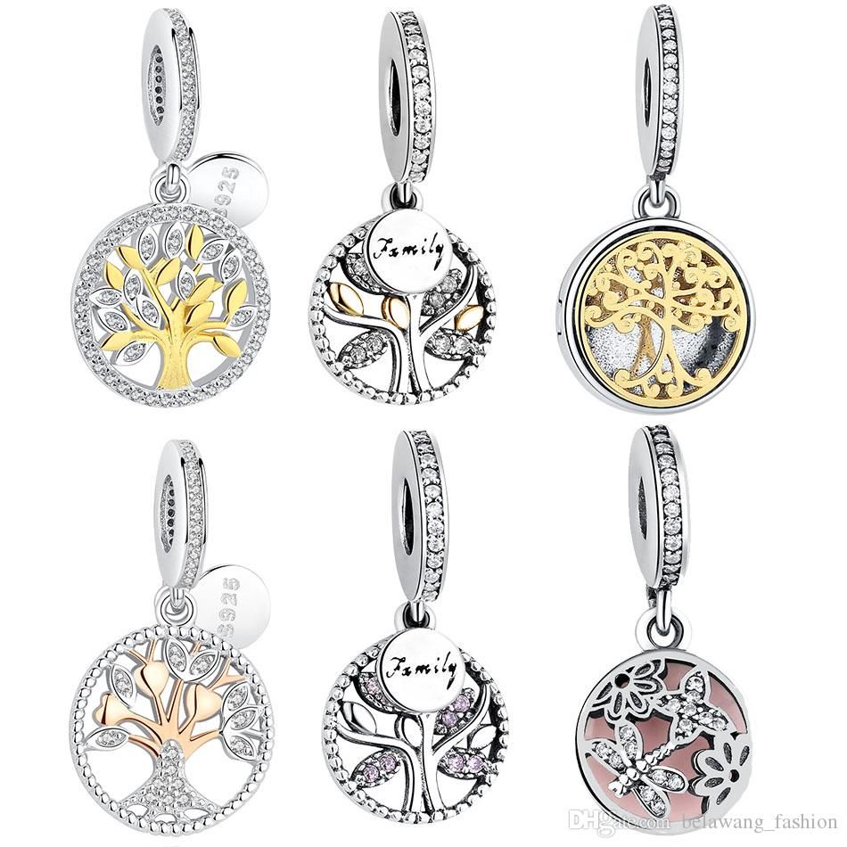 Belawang Family Tree Of Life Pendant Original 925 Sterling Silver Heart  Beads Fits Pandora Charms Bracelets&necklaces Diy Jewelry Making Inside Latest Family Tree Heart Pendant Necklaces (View 22 of 25)