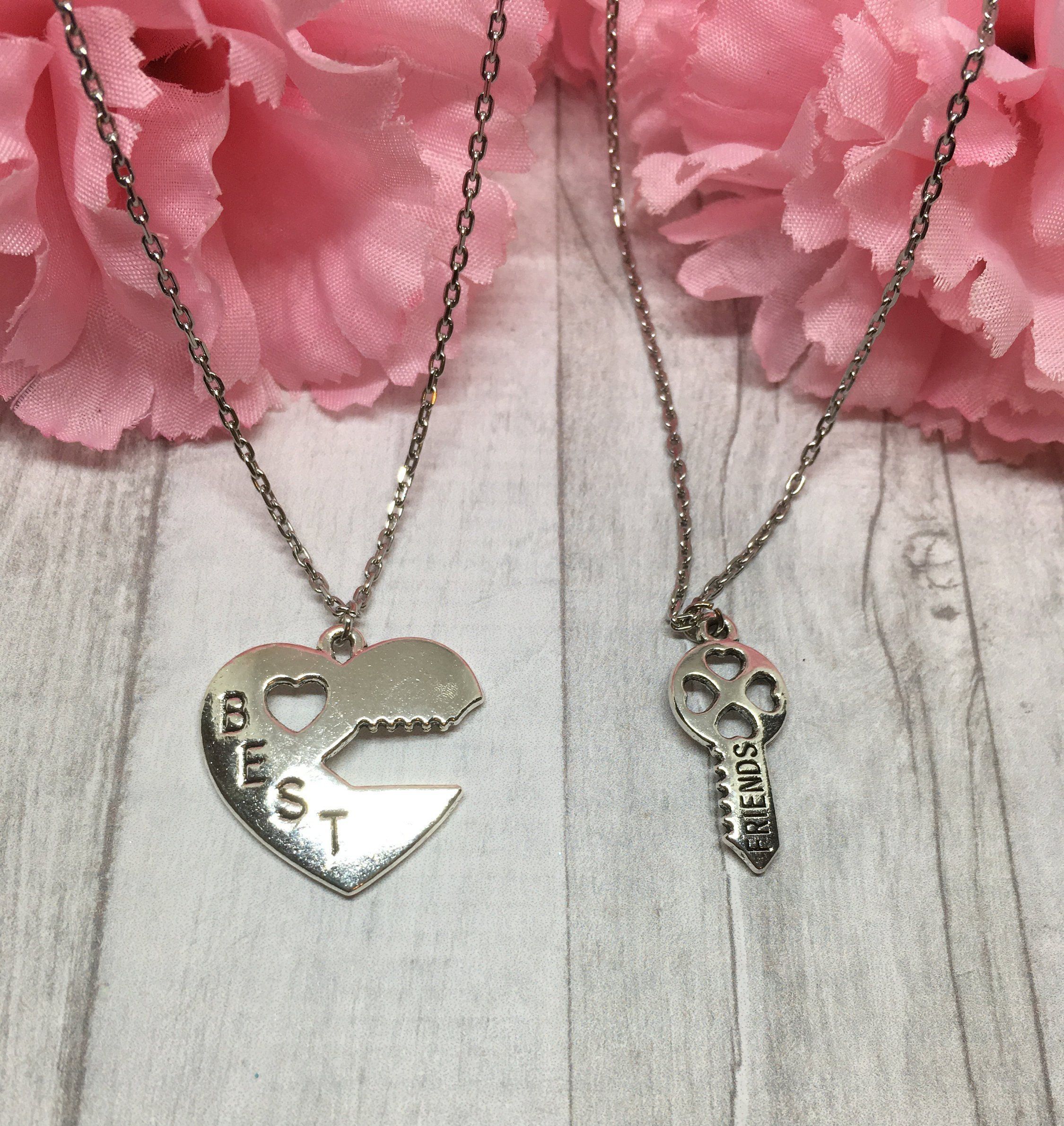 Best Friend Necklace Set Heart And Key Necklace Set Best | Etsy Inside Best And Newest Best Friends Heart &amp; Key Necklaces Pendant Necklaces (View 5 of 25)