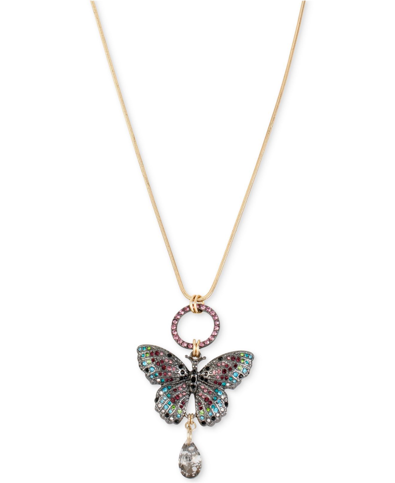 Betsey Johnson Metallic Pavé Butterfly Pendant Necklace In 2020 Pavé Butterfly Pendant Necklaces (View 11 of 25)
