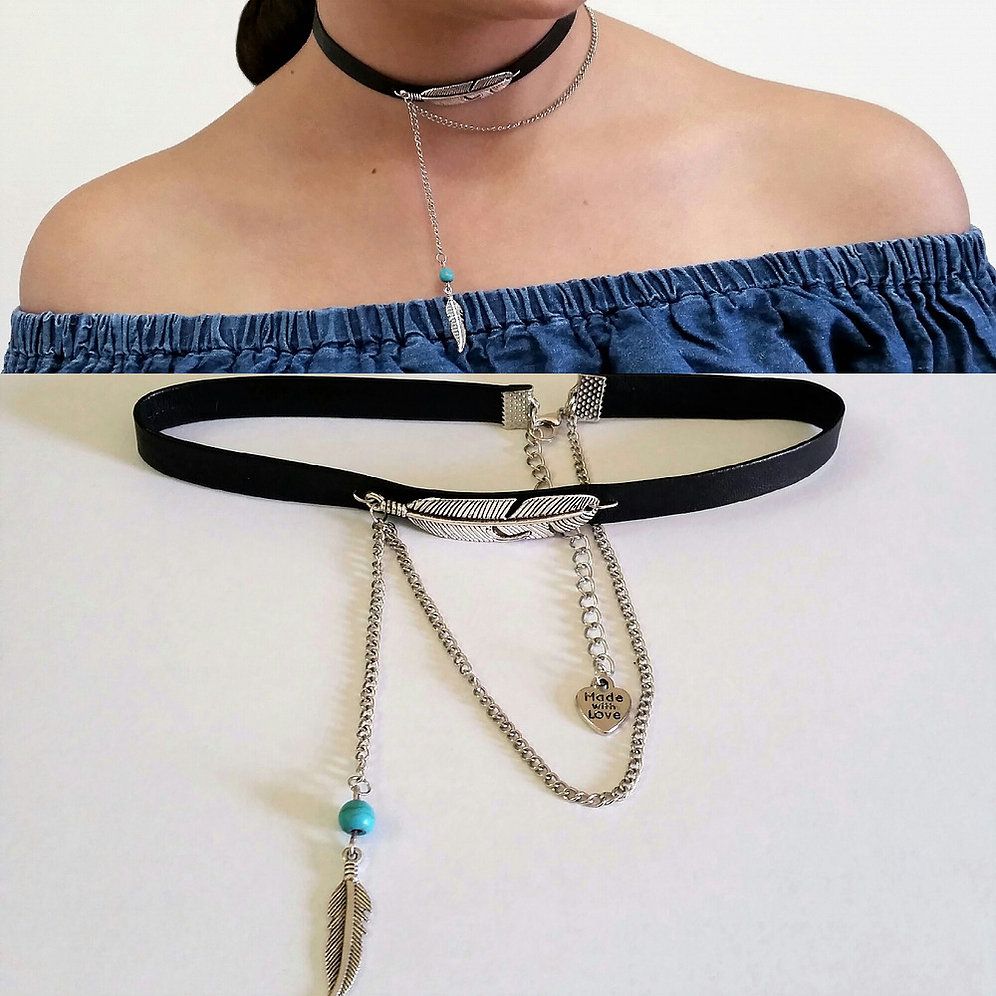 Black Choker Feather Pendant, Vintage Bohemian Leather Women Choker With Most Recently Released Black Leather Feather Choker Necklaces (View 20 of 25)