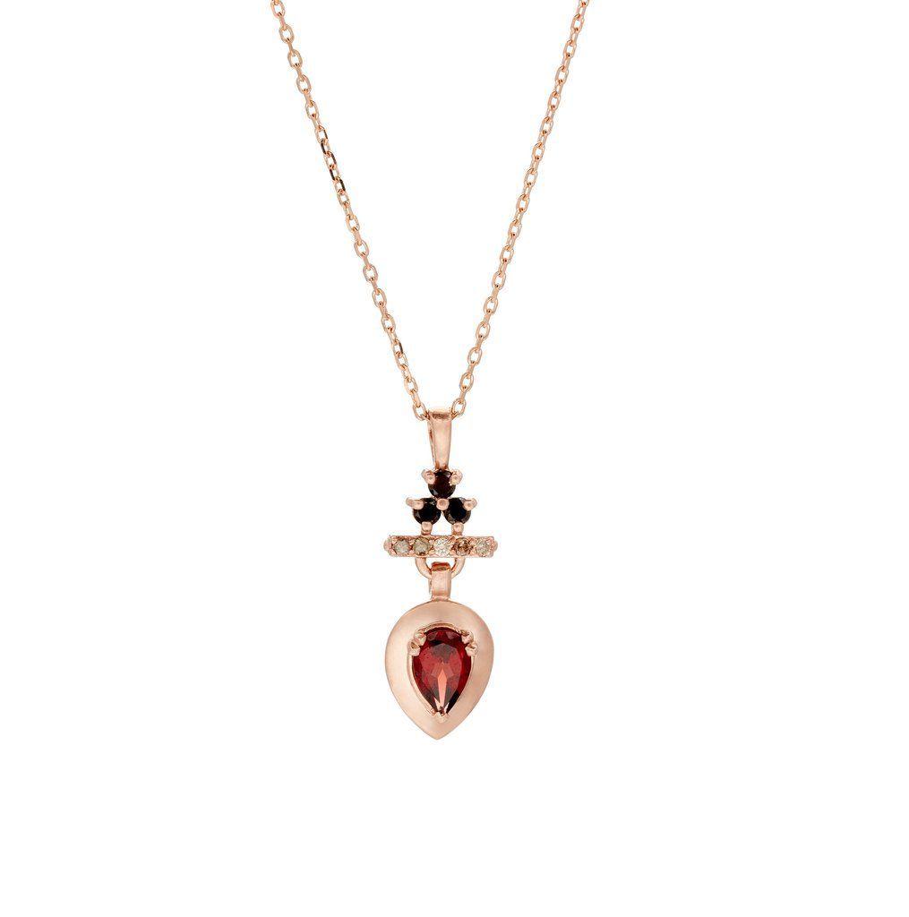 Bloom Pear Drop Necklace – Rose Gold, Garnet, Champagne & Black Within Recent Glorious Bloom Pendant Necklaces (View 15 of 25)