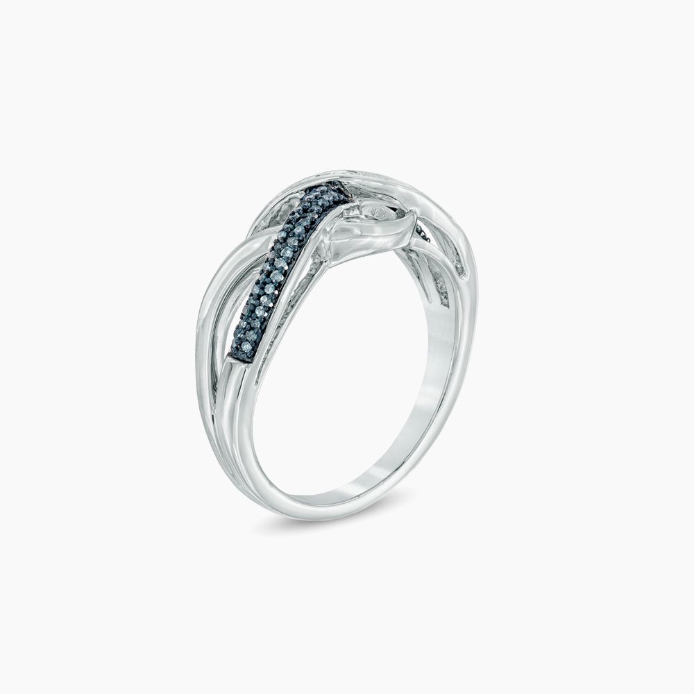 Blue And White Diamond Double Infinity Ring – Nivellia Intended For Most Current Enhanced Black And White Diamond Anniversary Bands In Sterling Silver (View 24 of 25)