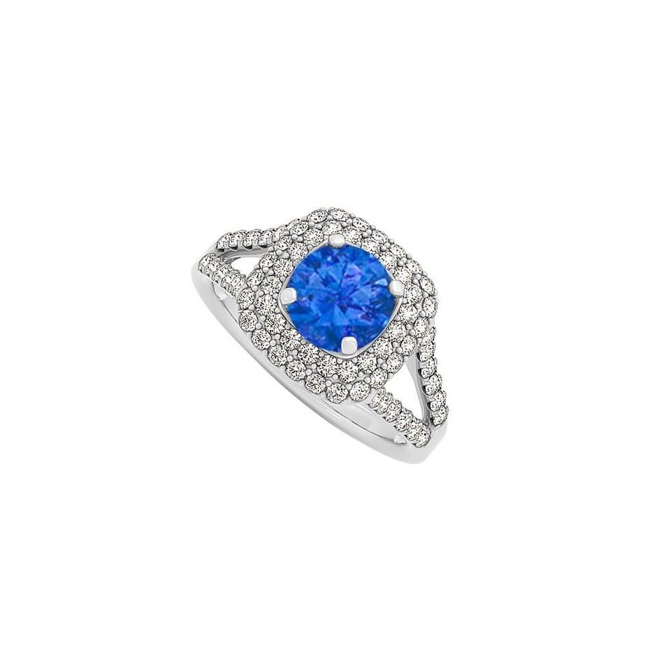 Blue Sapphire Cz Square Halo Engagement 14k White Gold Ring 71% Off Retail Throughout Most Up To Date Blue Square Sparkle Halo Rings (View 16 of 25)