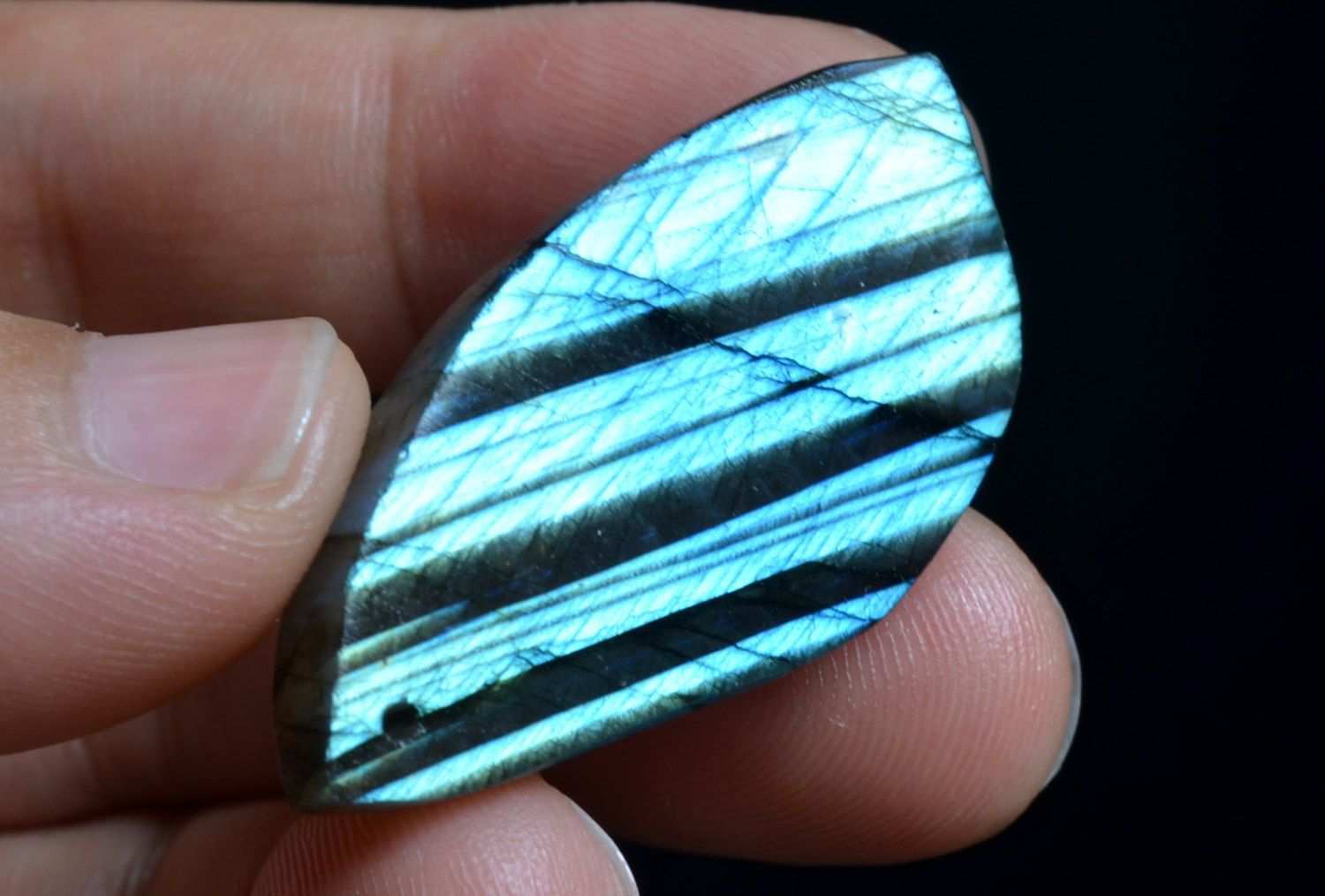 Blue Zebra Stripes Labradorite Pendant/beautful Polished Labradorite Intended For Most Current Blue Stripes & Stones Rings (View 7 of 25)