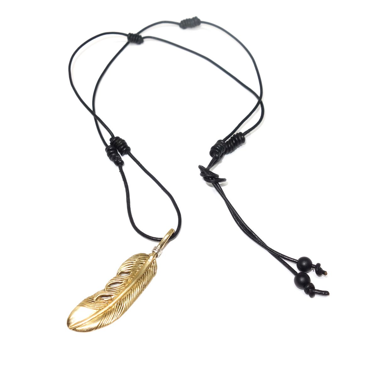 Brass & Leather Feather Necklace Throughout Most Recent Golden Tan Leather Feather Choker Necklaces (View 13 of 25)