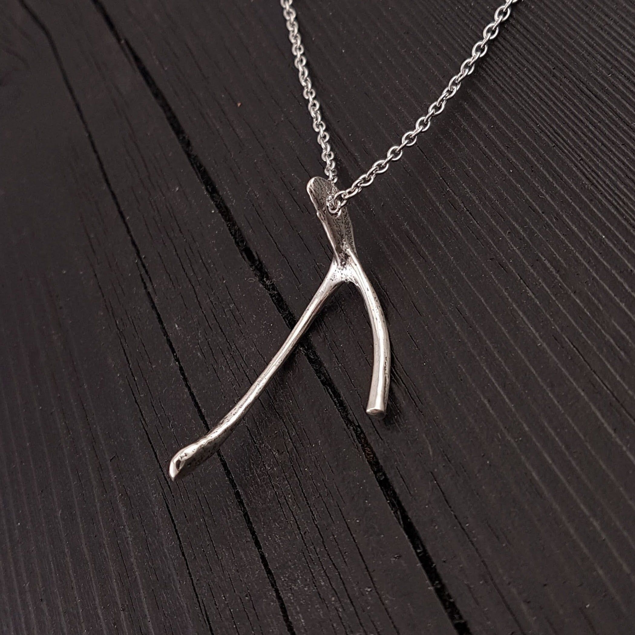 Broken Wishbone Pendant Necklace – Solid Hand Cast 925 Sterling Silver –  Polished Finish – Thanksgiving Holiday Wish Jewelry Gift Inside Best And Newest Polished Wishbone Necklaces (View 9 of 25)
