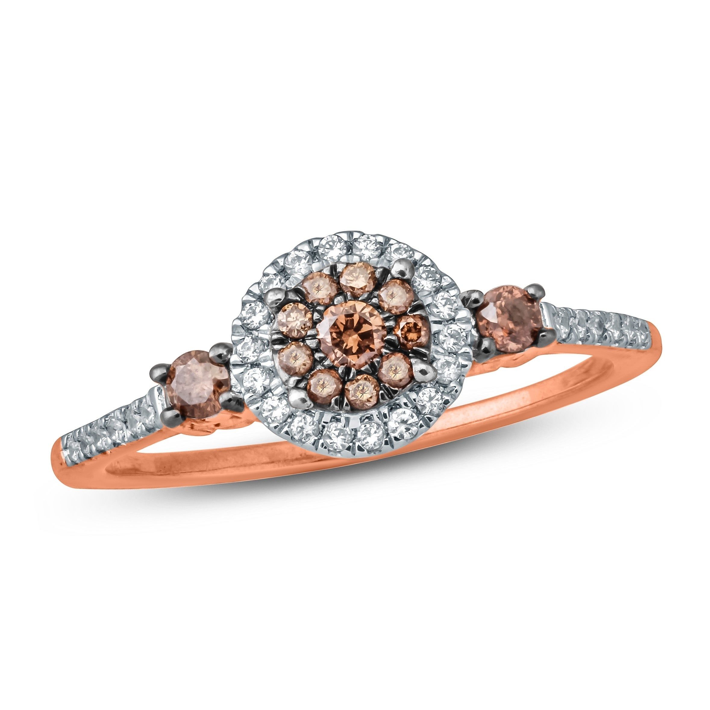 Cali Trove 1/3 Carat White & Champagne Diamond Composite Engagement Ring  10k Rose Gold (View 15 of 25)