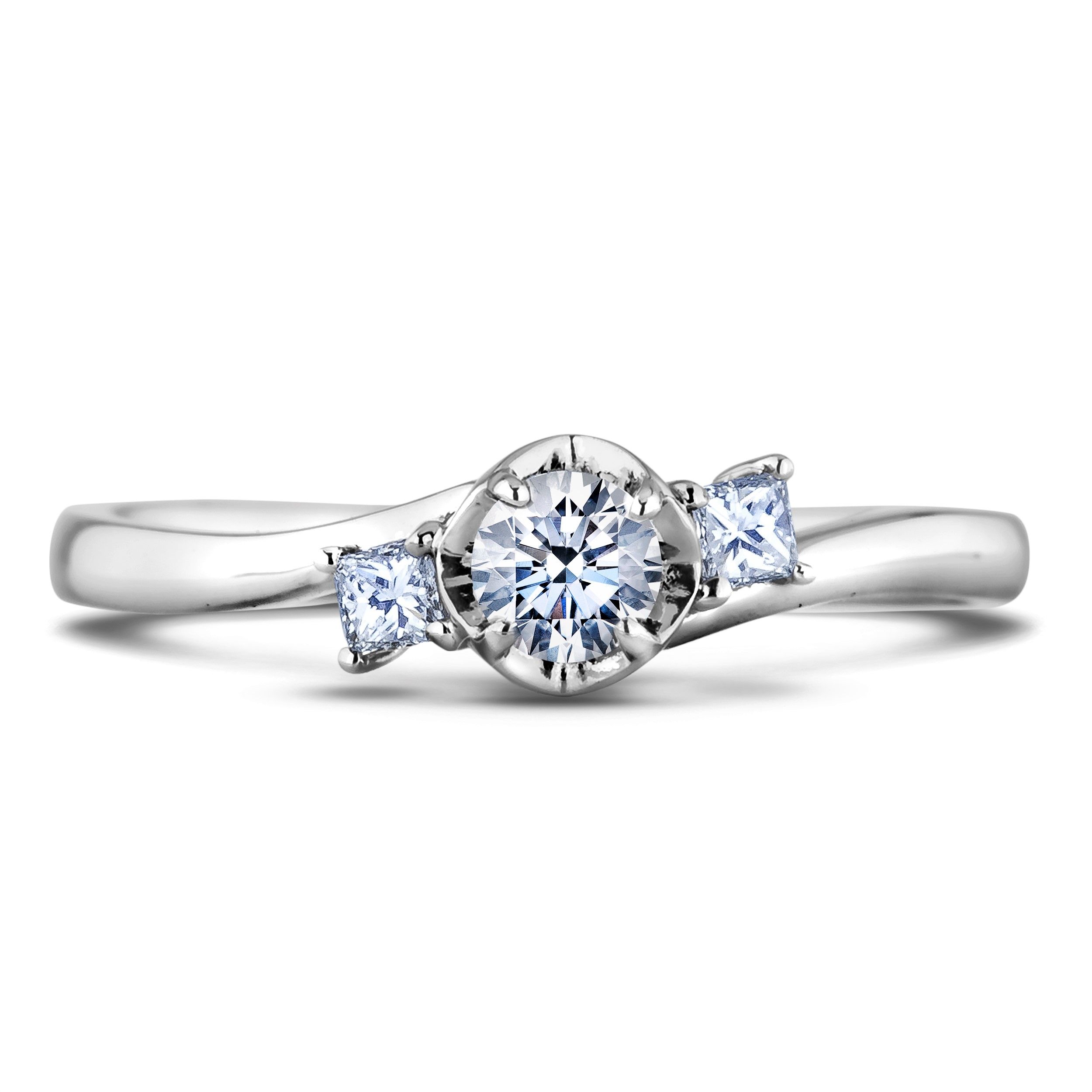 Canadian Diamond Trilogy Engagement Ring Intended For Best And Newest Diamond Swirl Anniversary Bands In White Gold (View 7 of 25)