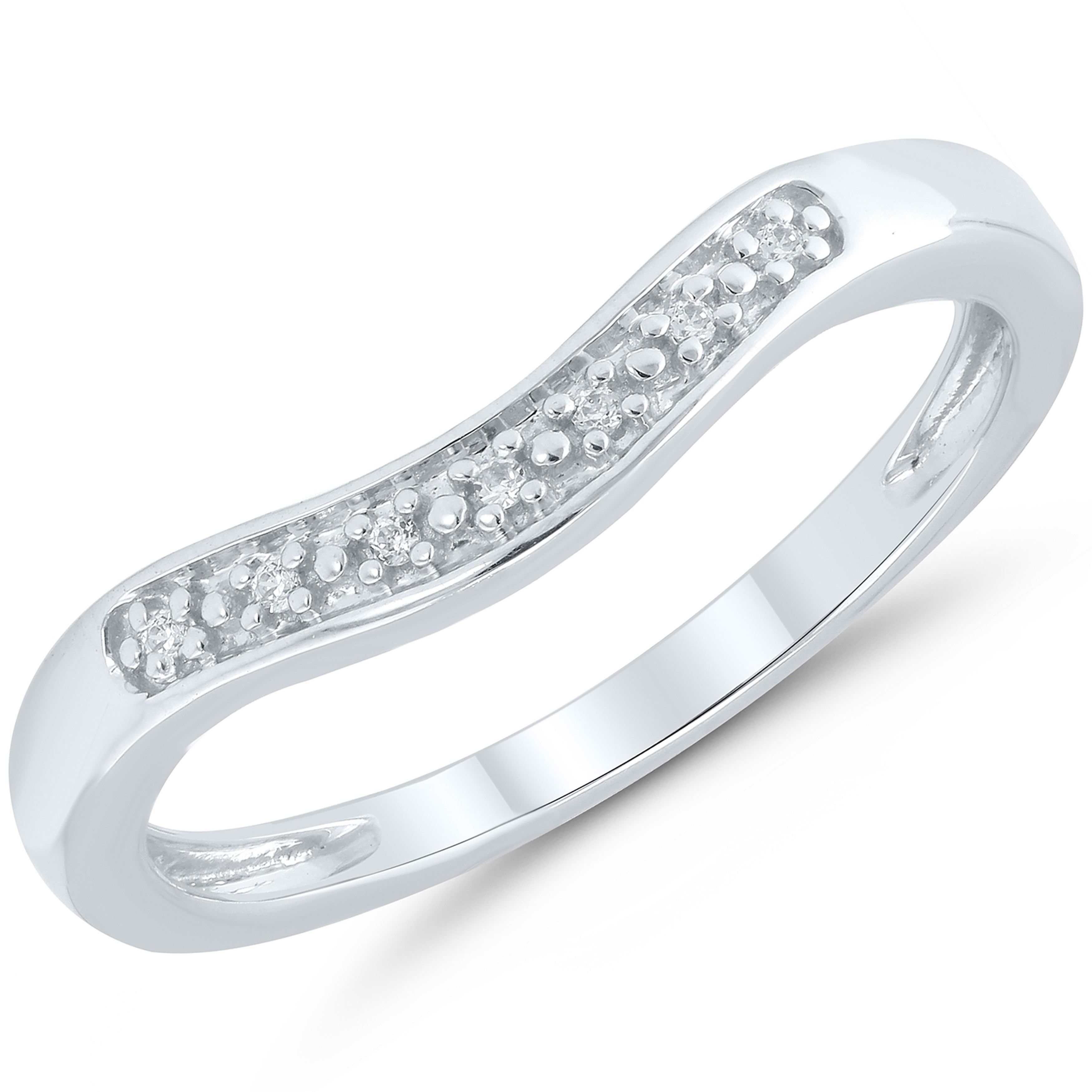 Caressa Sterling Silver Diamond Accent Contour Wedding Band – White H I For Best And Newest Diamond Accent Anniversary Bands In Sterling Silver (View 12 of 25)