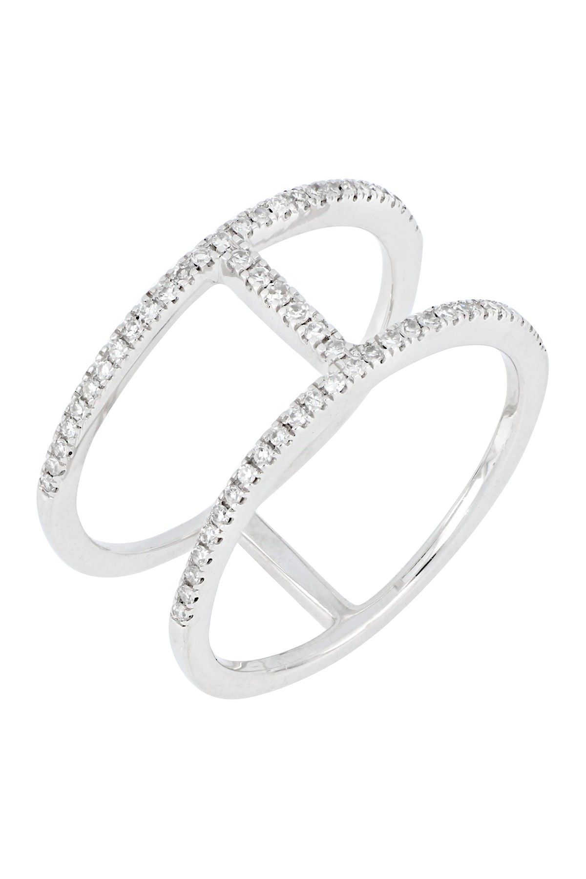 Carriere | Sterling Silver Pave Diamond Bar Ring –  (View 14 of 25)