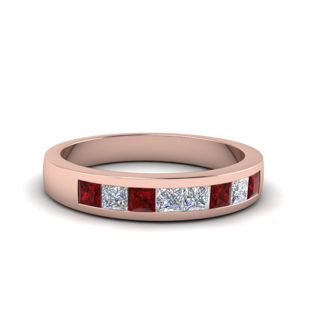 Channel Set Diamond Wedding Band Pertaining To Best And Newest Diamond Channel Anniversary Bands In Rose Gold (View 22 of 25)