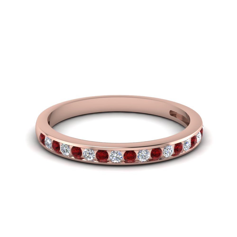 Channel Set Round Diamond Band Intended For Latest Diamond Channel Set Anniversary Bands In Rose Gold (View 4 of 25)