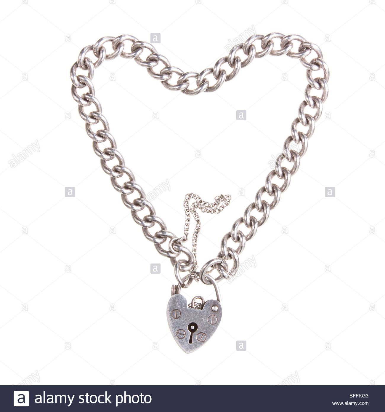 Charm Bracelet In Heart Shape With Heart Shaped Lock Against White Within Most Current Heart Shaped Padlock Necklaces (View 8 of 25)