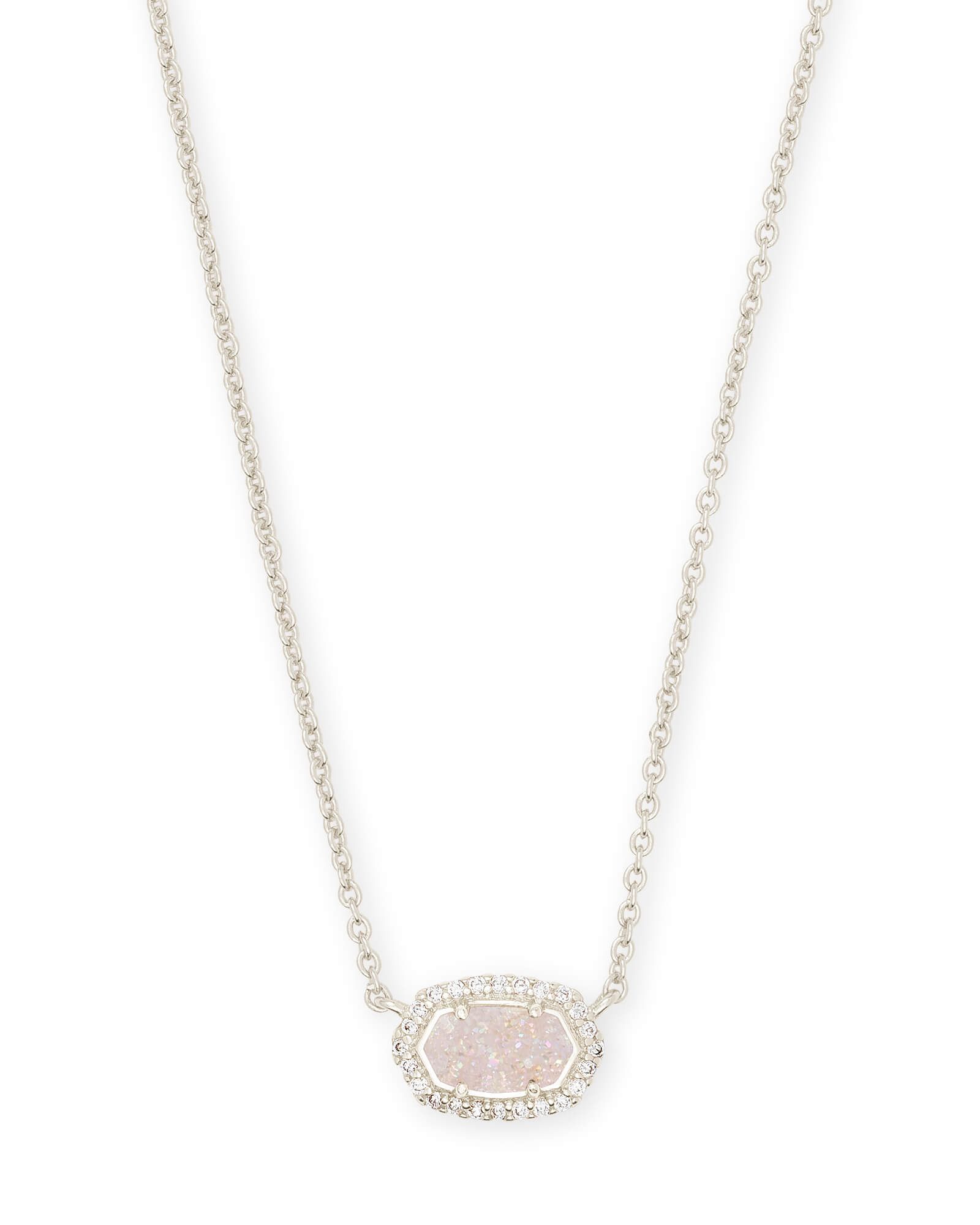 Chelsea Silver Pendant Necklace In Iridescent Drusy | Kendra Scott With Regard To 2020 Oval Sparkle Halo Pendant Necklaces (View 23 of 25)