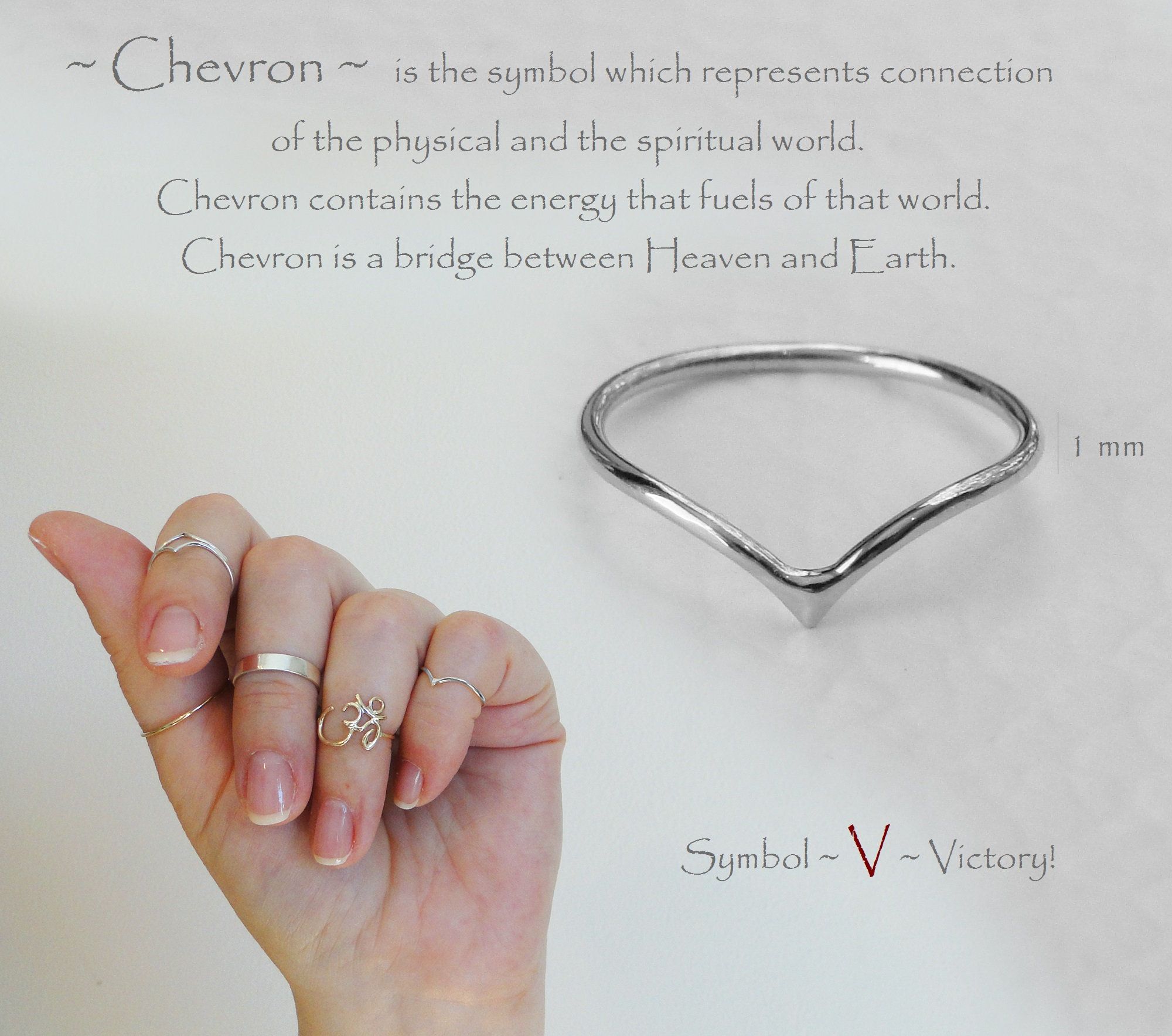 Chevron Ring 1 Mm Wishbone Tiara Delicate Sterling Silver Band Or Midi Ring  Symbol Of The Physical And The Spiritual World (View 11 of 25)