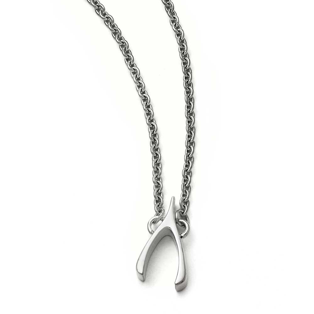 Chisel Stainless Steel Polished Wishbone Necklace –  (View 2 of 25)