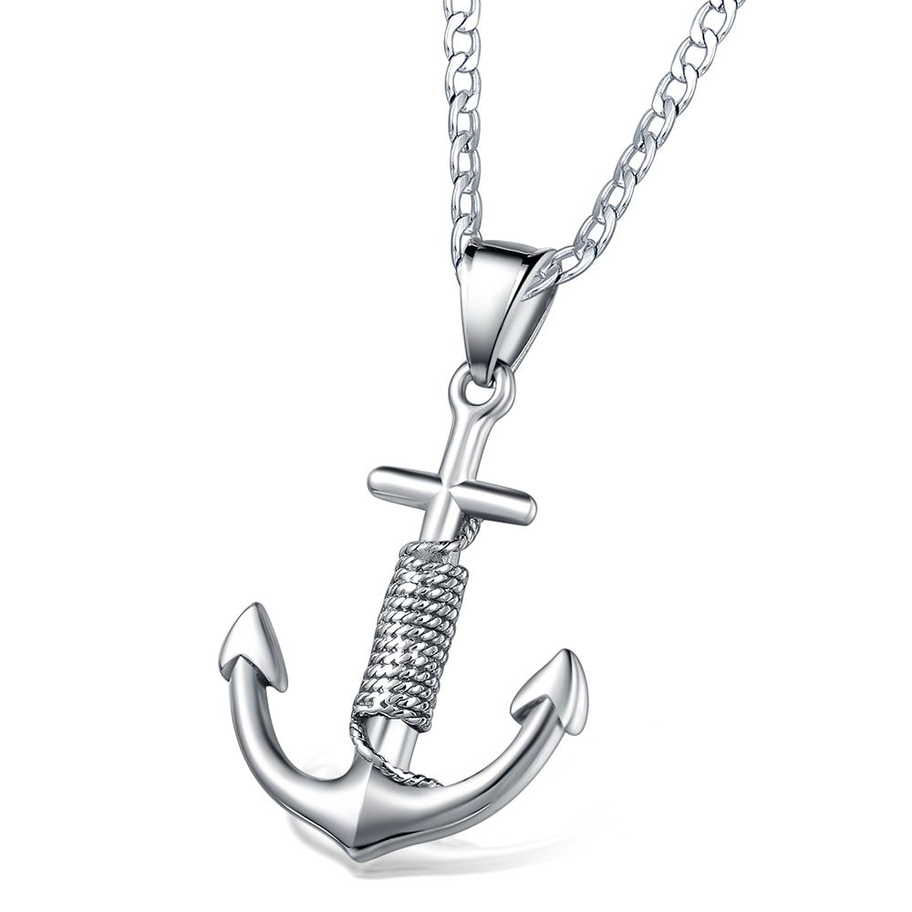 Classic Vintage Mens Anchor Necklace Stainless Steel With Pendant In Most Recently Released Classic Anchor Chain Necklaces (View 5 of 25)