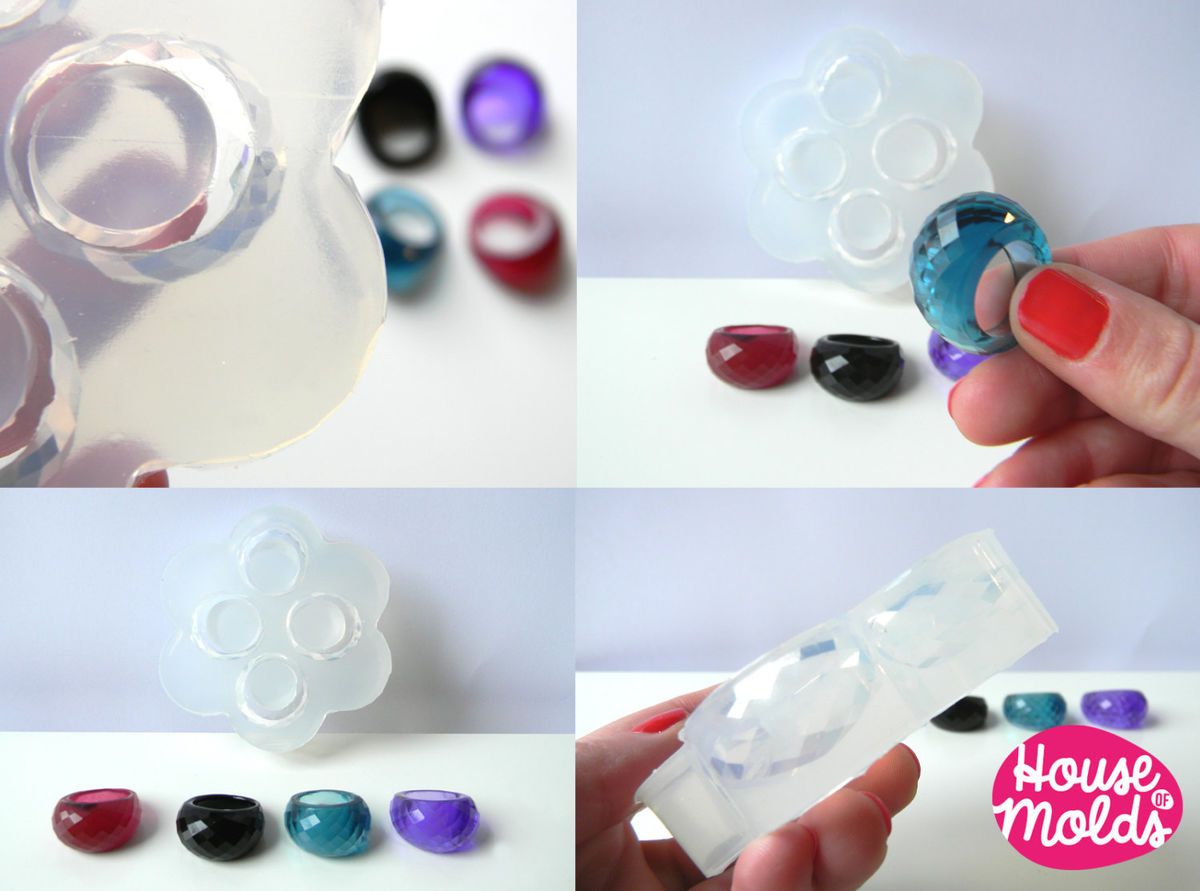 Clear Mold For Multifaceted Rings Make 4 Sizes Resin Rings Super Throughout Newest Multifaceted Rings (View 6 of 25)