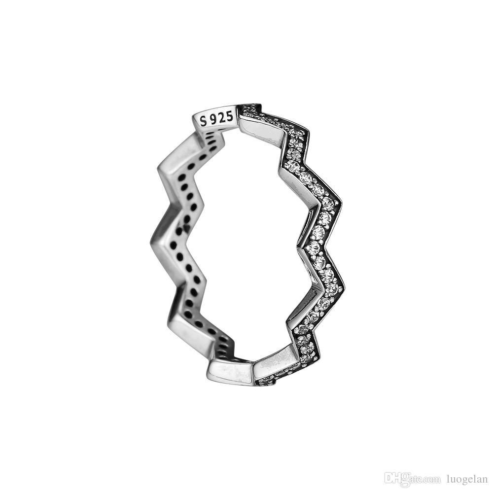 Compatible With Pandora Jewelry Ring Silver Shimmering Zigzag Rings With  Cz100% 925 Sterling Silver Jewelry Wholesale Diy For Women For Recent Shimmering Zigzag Rings (View 2 of 25)