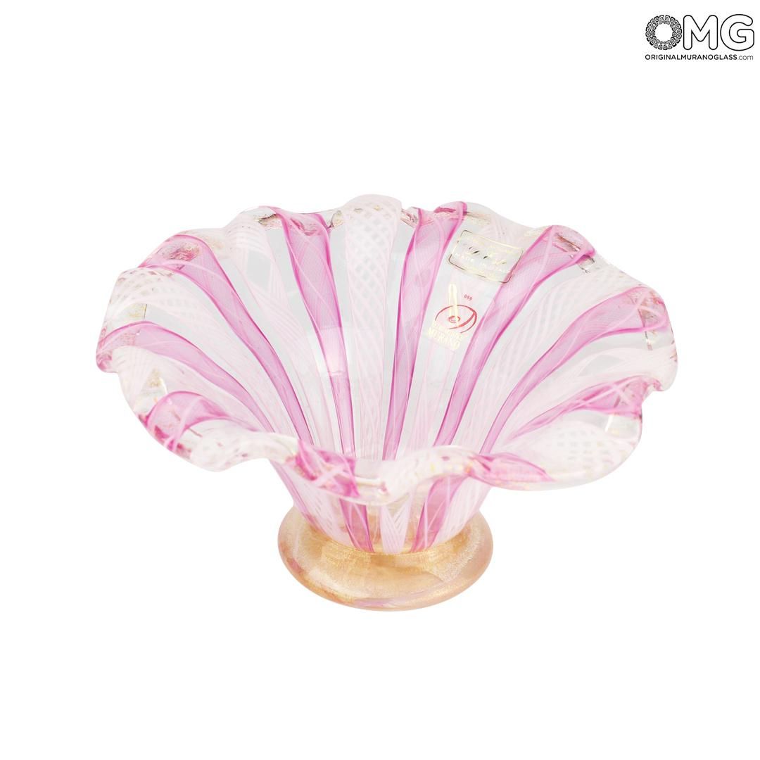 Cup Filigree Pink And White And Golden Leaf – Murano Glass Bowl Intended For 2017 Pink Murano Glass Leaf Rings (View 17 of 25)